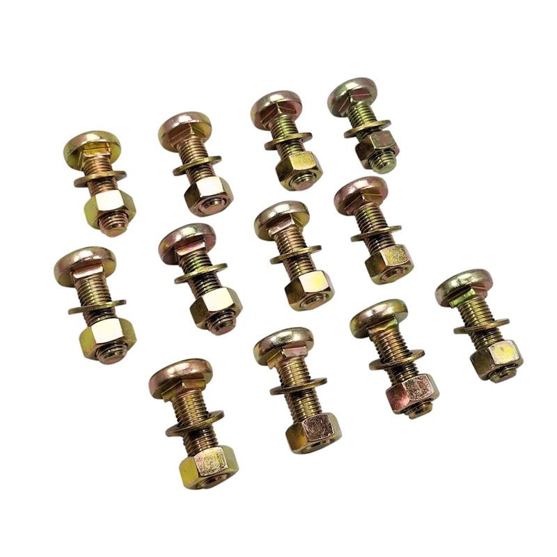 Twelve - Waffle Bolt, Nut, Washer Assemblies