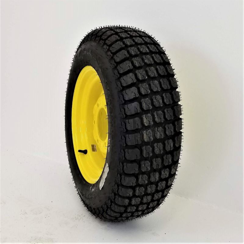 27/850-15 Galaxy Mighty Mow 6 ply Tire on 6 Hole Ag wheel - JD Yellow